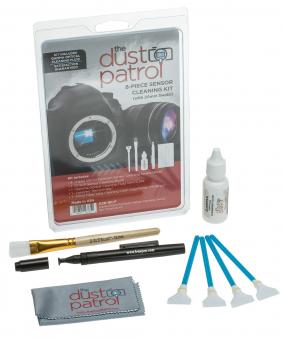 The Dust Patrol Kit w. 4x Alpha Swabs 20mm + Gamma Fluid + Micro Fiber Cloth + LensPen + D-SLR-BRUSH 